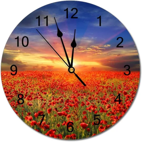 Miniatura 16 de Reloj de pared silencioso sin tictac de PVC, paisaje con hermosa puesta de sol en el campo C, funciona con pilas, 10 pulgadas (9.8 in), reloj