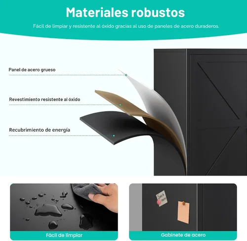 Miniatura 7 de Armario de almacenamiento negro con puertas y estantes ajustables, gabinetes de despensa de alimentos de granja de 36 pulgadas de alto, armario