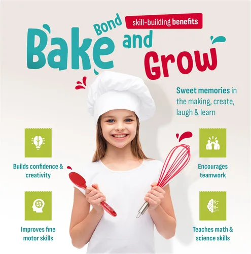 Miniatura 4 de Baketivity Juego de 31 herramientas para hornear para niños, utensilios de cocina reales para niños, accesorios de cocina seguros, duraderos y Set