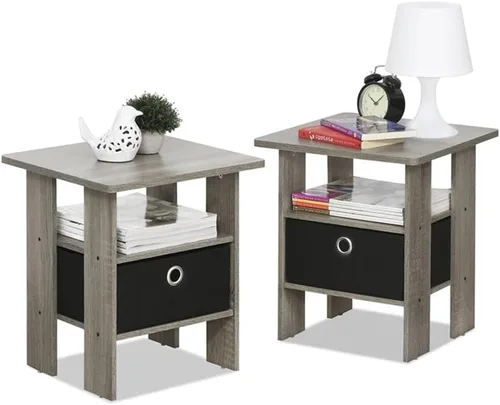 Miniatura 4 de Mesa de noche con cajón Furinno, Madera Roble francés