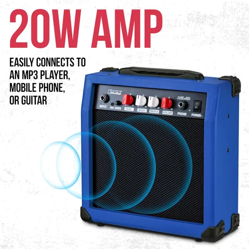 Miniatura 8 de LyxPro Guitarra eléctrica de 36 pulgadas y kit para niños con guitarra para principiantes de tamaño 3/4, amplificador, seis cuerdas, dos púas, Azul