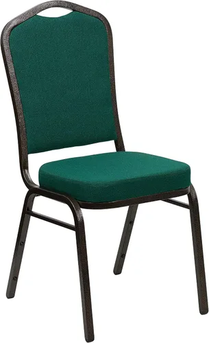 Miniatura 63 de Flash Furniture HERCULES Series - Silla apilable para banquetes con respaldo de corona en tela negra con estampado, marco de vena plateada Tela