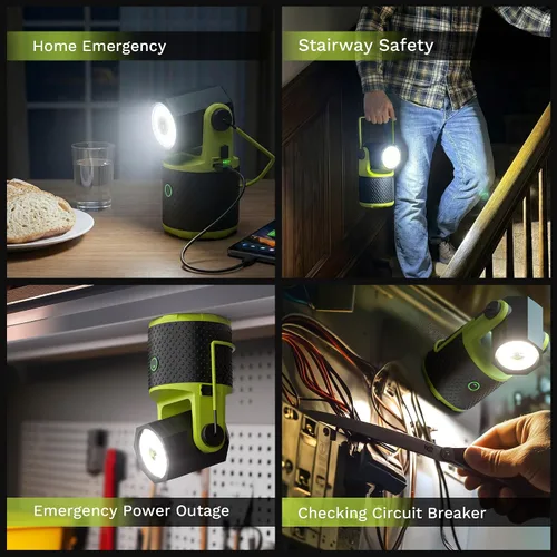 Miniatura 7 de CLAKAP Linterna LED para campamento, linterna recargable de 3000 lúmenes, linterna giratoria de 180°, luz de campamento portátil con cargador