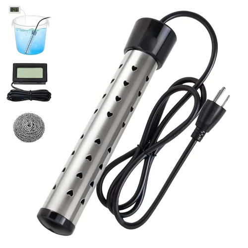 Calentador de agua de inmersión, calentador de cubo antiquemaduras con protector de acero inoxidable, calienta 5 galones de agua en minutos,