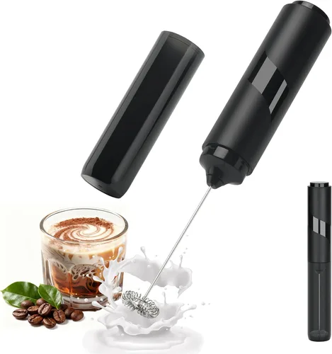Miniatura 10 de Espumador de leche de mano, máquina de espuma eléctrica a pilas, mezclador de bebidas con batidor de acero inoxidable para café, matcha, lattes