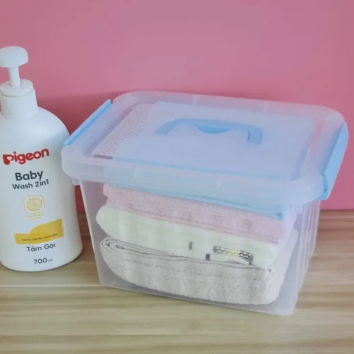Miniatura 4 de 6 cajas de almacenamiento con asas y tapa de plástico