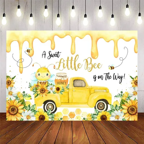 Avezano Fondo de decoración de fiesta de baby shower de abejas para niño, A Sweet Little Bee is On The Way, telón de fondo para baby shower, telón