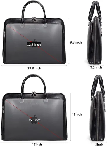 Miniatura 4 de Blofinche Bolso de mensajero para portátil con hombro: Maletín de trabajo de cuero genuino de 13.3 a 15.6 pulgadas, bolso de diseñador