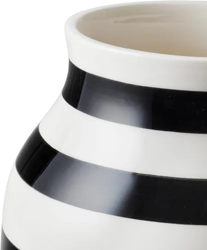Miniatura 3 de Hak Kähler Omaggio - Jarrón de porcelana con rayas, moderno jarrón redondo, bulboso y escandinavo para flores, negro, 7.9 in
