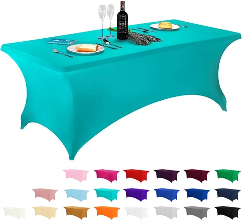 Miniatura 23 de LZY Cubierta de Mesa Elástica Ajustable de Spandex para Mesa Plegable de 6 pies, 4 pies o 8 pies, Mantel de Cóctel Rectangular, Perfecto para Champn
