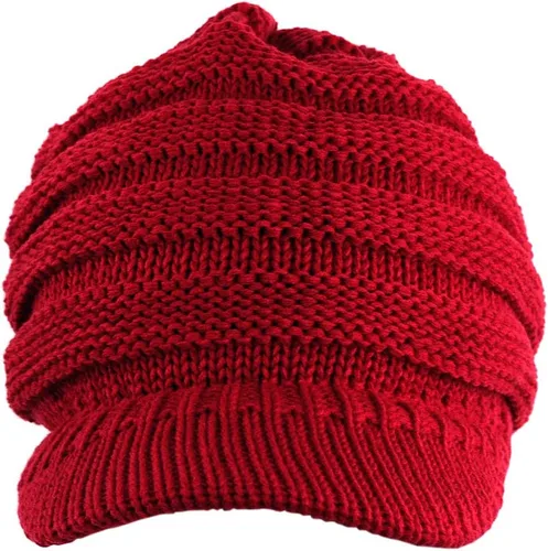 Miniatura 14 de C.C Gorro de punto trenzado cálido y grueso con visera