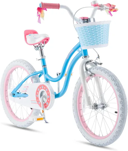Miniatura 24 de Royalbaby Stargirl Bicicleta infantil de aventura al aire libre con soporte, asiento ajustable y cesta, 18 pulgadas, rosa [3] Rojo coral