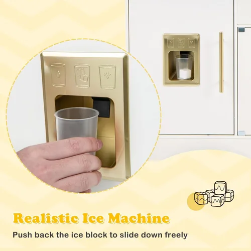 Miniatura 5 de INFANS Juego de Cocina para Niños, Set de Cocina de Juguete con Máquina de Café, Estufa, Fregadero Extraíble, Microondas, Gabinete