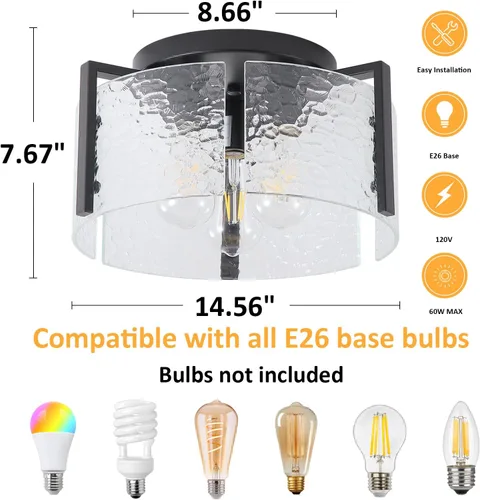 Miniatura 4 de Lámpara de techo negra de montaje empotrado, lámpara de entrada moderna de 3 luces, montaje de techo, accesorios de iluminación de cocina, lámparas