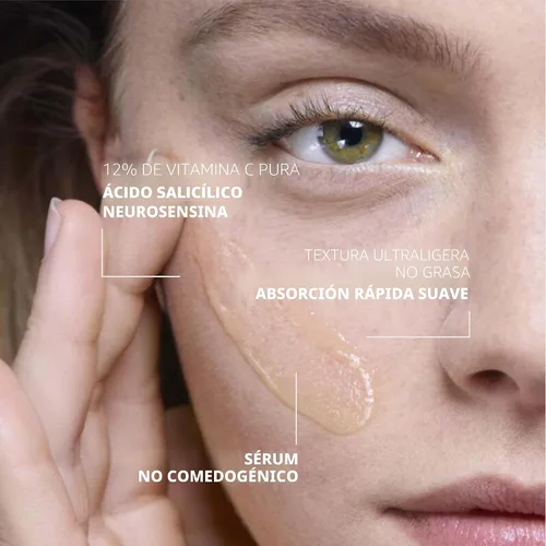Miniatura 6 de La Roche-Posay Suero puro de Vitamina C al 12% para cara con ácido hialurónico y ácido salicílico, suero facial hidratante, aumenta la luminosidad