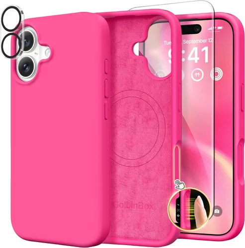 Miniatura 79 de GolbinBox Funda magnética para iPhone 17, compatible con MagSafe, cubierta de silicona integrada para control de cámara, funda de silicona líquida a