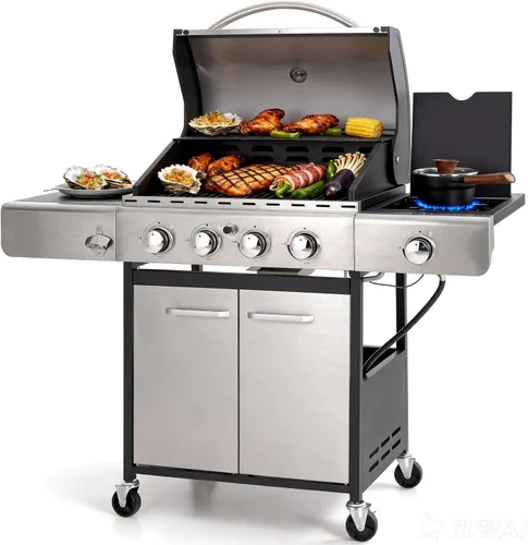 Miniatura 10 de Sophia & William Parrilla de barbacoa de gas propano de 6 quemadores con quemador lateral y rejillas de hierro fundido esmaltado de porcelana, combo