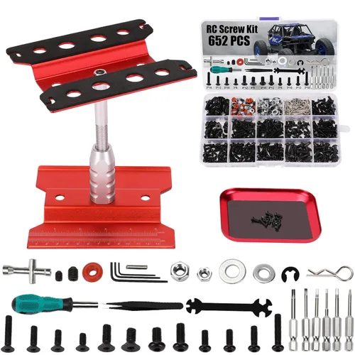 Miniatura 7 de Soporte de trabajo de reparación de automóviles RC 652 piezas Kit de reparación RC Kit de reparación universal RC Tornillos Set para Arrma Redcat