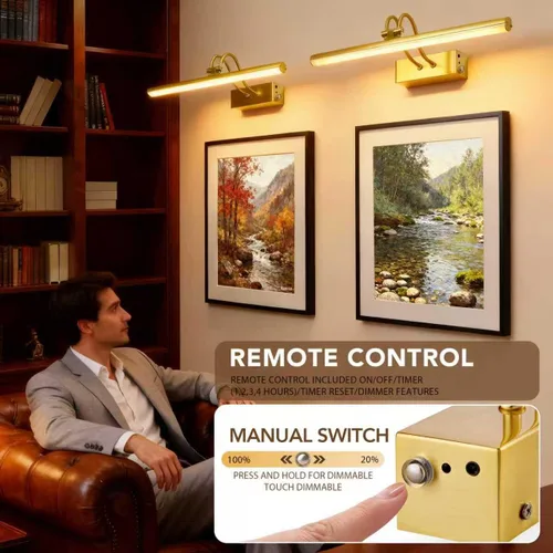 Miniatura 5 de RAIFOOLLY Luz de imagen, luces de imagen para pared inalámbricas, luces de imagen de 16 pulgadas con temporizador y regulable, luces de pared a