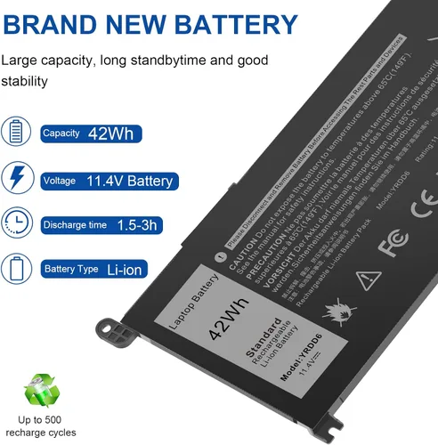 Miniatura 5 de Batería YRDD6 para Dell Inspiron 5591 7586 5491 5481 5482 5485 3310 2-en-1 15 3582 3583 3593 3584 5590 5593 5594 5585 5598 14 3493 5493 5480 3793