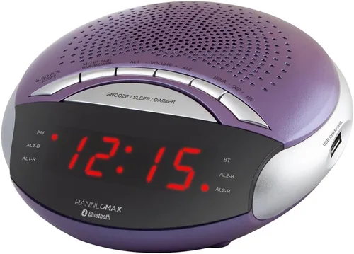 Miniatura 5 de HANNLOMAX HX-139CR Radio despertador, radio FM PLL con estaciones preestablecidas, alarma dual, pantalla LED roja de 0.6 pulgadas, puerto USB