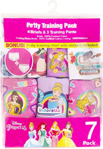Miniatura 2 de Disney Pantalón de entrenamiento para ir al baño y kit de iniciación de princesa para niñas, incluye calcomanías y tabla de seguimiento, tamaños 2t