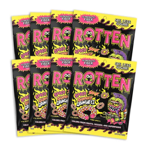 Miniatura 9 de Rotten Original Gummy Cruncheez - Bajo en azúcar, bajas calorías, 5g de fibra prebiótica amigable para el intestino, dulce sin gluten, sin