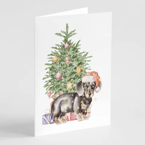 Miniatura 10 de Caroline's Treasures CK8213GCA7P Bulldog, Bulldog Inglés #2 - Tarjetas de felicitación y sobres de árbol de Navidad, paquete de 8 tarjetas en blanco