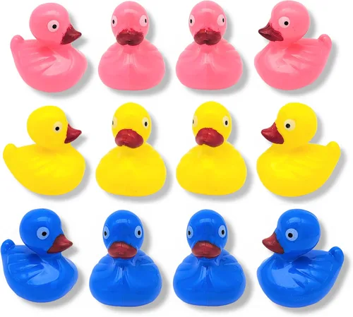 Miniatura 2 de Coloridos patitos flotantes con peso (paquete de 12) flotador de plástico para estanque de patos. (2.75 pulgadas) divertido juguete de juego