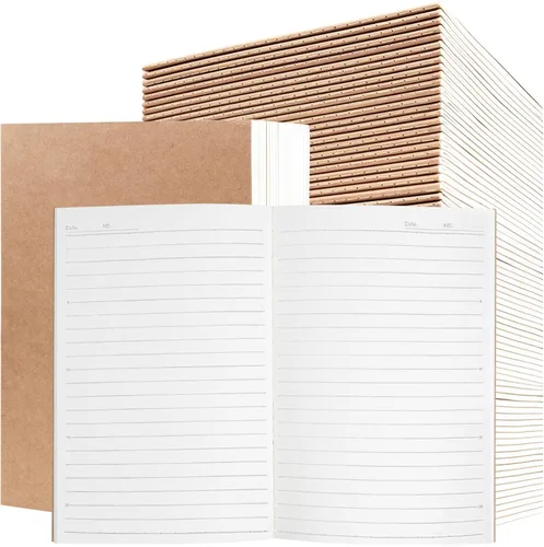Miniatura 12 de Paquete de 24 cuadernos de papel kraft A5 a granel, cuadernos de papel rayado, 8.3 x 5.5 pulgadas, 60 páginas, cuaderno de composición para viajes
