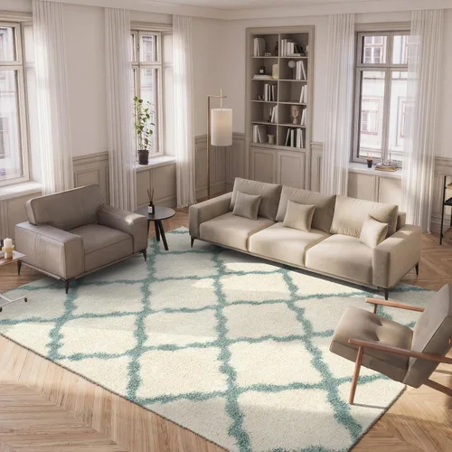 Miniatura 25 de Safavieh - Dallas Shag Collection SGD257A - Alfombra de área con diseño de enrejado de 10 x 14 pies