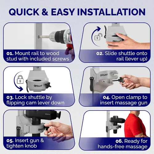 Miniatura 7 de Soporte para pistola de masaje y soporte de pared, manos libres para recuperación muscular de cuerpo completo, soporte de montaje en pared