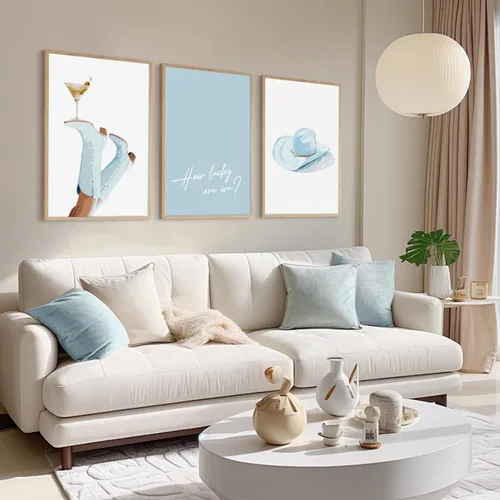 Miniatura 3 de Arte de Pared de Vaquera Occidental Lienzo de Vaquero Azul Claro Decoración de Pared Costera Póster de Botas de Vaquera Estética Preppy Cuadros