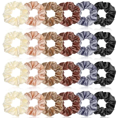 Miniatura 8 de 24 coleteros de satén para mujer, suaves que la seda para coleteros de cabello, lazos y bandas de moda para todo tipo de cabello, accesorios