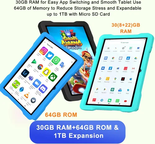 Miniatura 4 de Tablet para niños de 10 pulgadas Android 15, 30 GB RAM 64 GB ROM 1 TB de expansión, tableta Octa-Core con Gemini AI, 6000mAh, WiFi 5G, pantalla HD