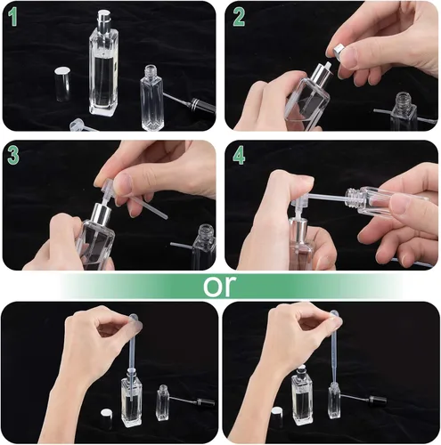 Miniatura 7 de Botella de perfume recargable, botella de perfume atomizadora sin BPA de 0.3 fl oz, atomizador de perfume de vidrio a prueba de fugas con tapas