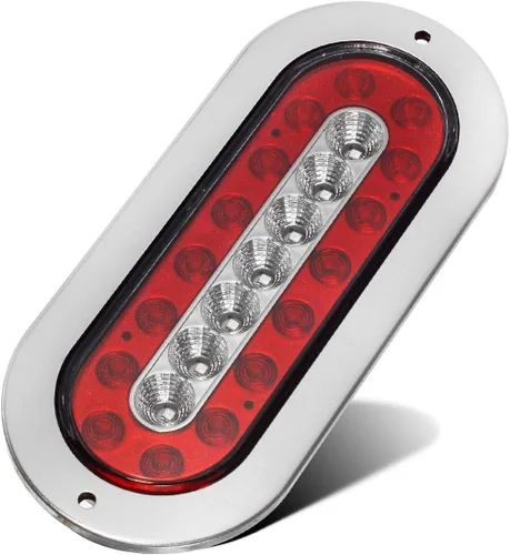 Miniatura 5 de Partsam 4 luces LED ovaladas de 6.5 pulgadas para remolque, 23 luces LED de montaje en brida, luces traseras de freno rojas, luces de marcha