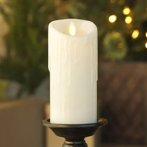 Miniatura 12 de Luminara - Vela LED sin llama con goteo de cera, blanca, 7.6 cm x 11.4 cm, con función de temporizador, base de cera verdadera, funciona con Blanco