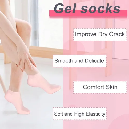 Miniatura 3 de SATINIOR 3 pares de calcetines de silicona para pies secos y agrietados, para terapia de pies, spa, pedicura, calcetines de silicona reparadores