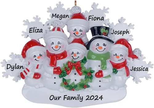 Miniatura 3 de Adornos personalizados de muñeco de nieve de Navidad, muñeco de nieve de 2024 familia de 2 con adorno de copos de nieve, adorno de pareja de muñeco
