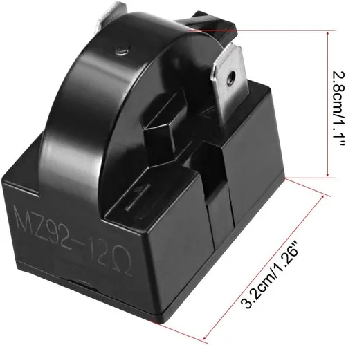 Miniatura 4 de uxcell 2 unids 12 ohmios 2 pin refrigerador arranque relé para compresor negro