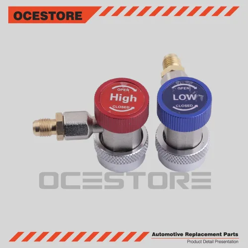 Miniatura 3 de OCESTORE Ajustable para conector de acoplador rápido R134A, kit de conversión de manguera de manómetro de freón SAE HVAC de 1/4 pulgadas SAE HVAC