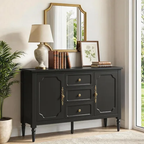 Miniatura 15 de RoyalCraft Buffet Cabinet with Storage, Mid-Century Modern Sideboard with 3 Doors, Painted Coffee Bar Table with Adjustable Shelves, Credenza for