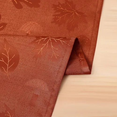 Miniatura 4 de Moosfor Camino de mesa rectangular de Acción de Gracias de 13 x 72 pulgadas, mantel jacquard impermeable de otoño con calabaza, hongos, manteles
