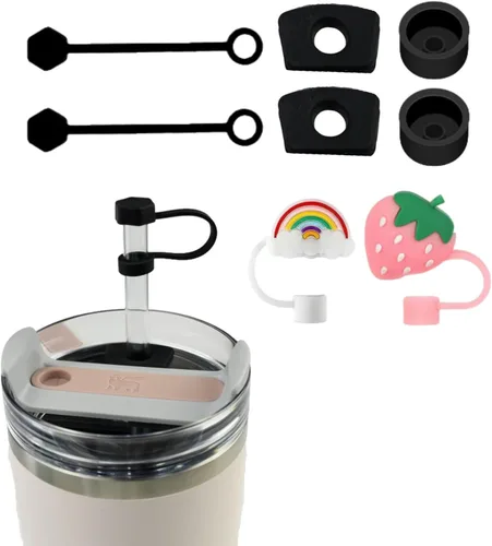 Miniatura 12 de CONQUERALL Juego de 4 tapas de pajilla, 2 tapones para derrames, 2 tapones de fugas, 2 fundas de silicona de repuesto para taza Stanley Universal