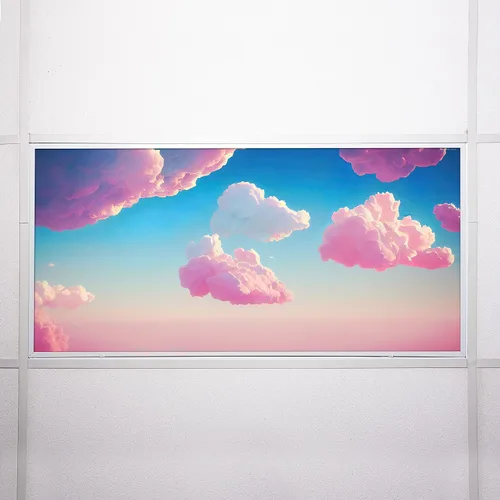 Miniatura 6 de Cubierta de luz fluorescente para luces de techo de aula, nubes rosadas, inserto de película retroiluminada de alta calidad 2 x 4