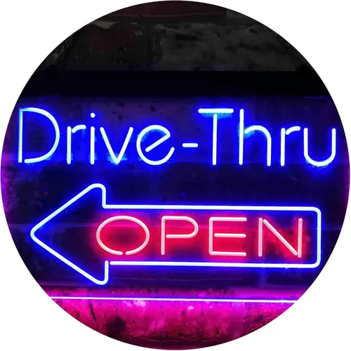 Miniatura 10 de ADVPRO Drive Thru Open Flecha Izquierda Señal de neón LED de doble color, azul y rojo, 24 x 16 pulgadas st6s64-i3827-br