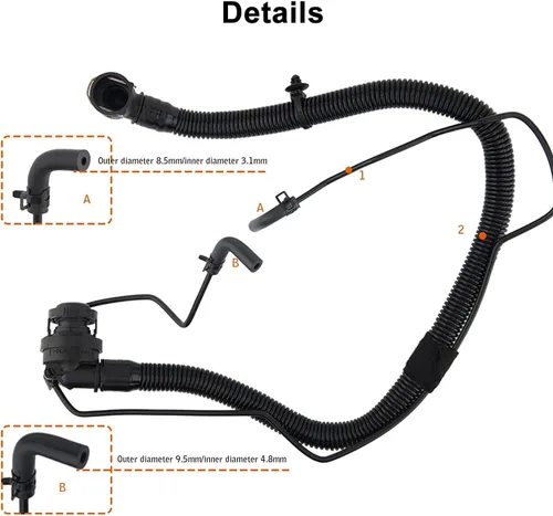 Miniatura 5 de 25193343 Tubo de válvula PCV para Chevrolet Sonic Trax Cruze 2011-2020 Reemplazar #55568267 Tubo de válvula de ventilación positiva compatible