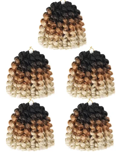 Miniatura 37 de Cabello de Ganchillo Jamaicano Saltarín de 8 Pulgadas 5 Paquetes 2X Rizo de Varita Ringlet Cabello de Ganchillo Pre-Enrollado Rizo Saltarín