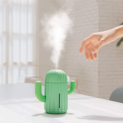 Miniatura 2 de Mini humidificador, Humidificadores de habitación, individual con luz nocturna, Humidificador de aire de cactus portátil para yoga, oficina, spa